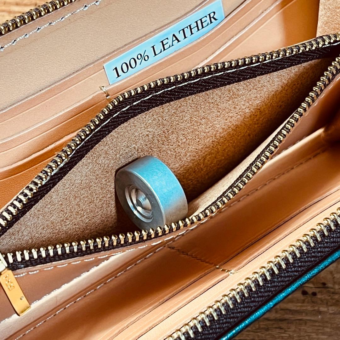 長財布 本革 ブライドルレザー ラウンドファスナー メンズ ヌメ革 手染め