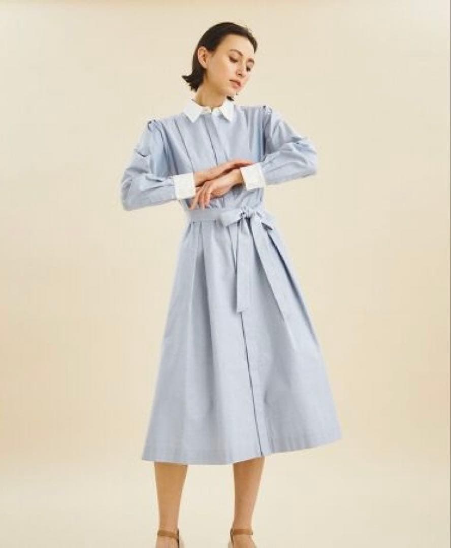 23SS タグ付き♡グレースコンチネンタル コットンシャンブレーワンピース 38