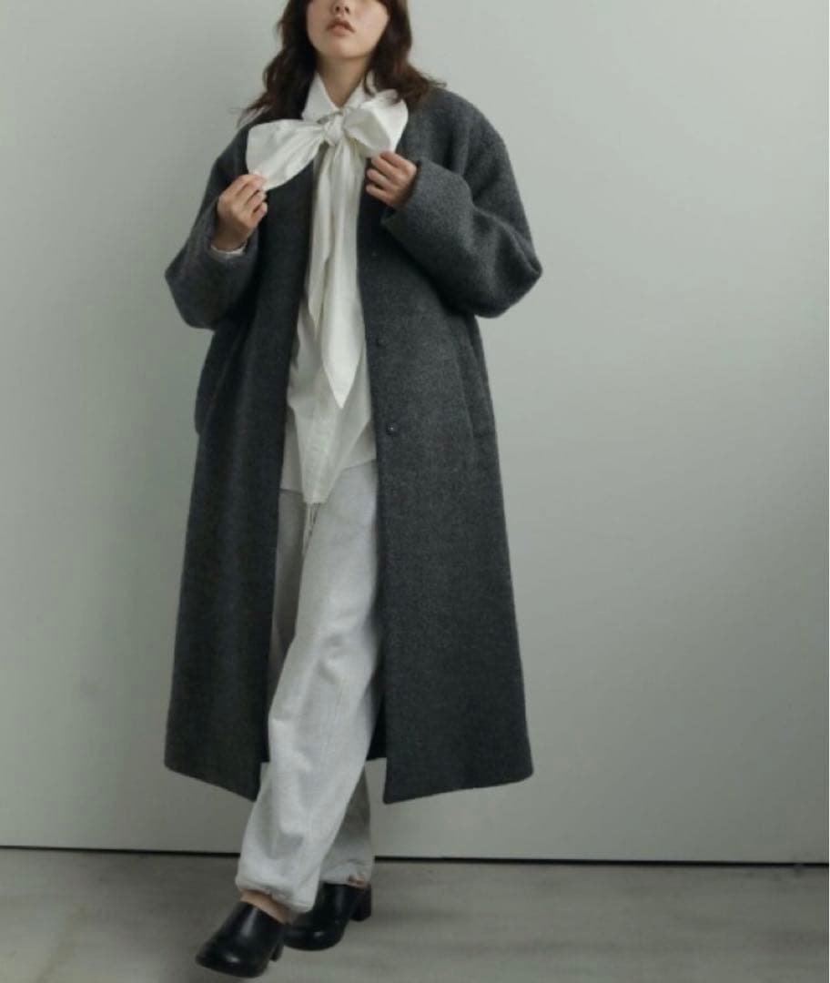 ジャケット・アウター anuke Collarless Cocoon Coat 36