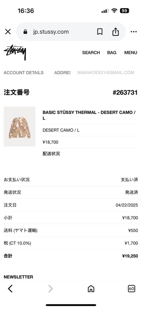 最終値下げ 確実正規品 Stussy Raglan サーマル　L/S CAMO