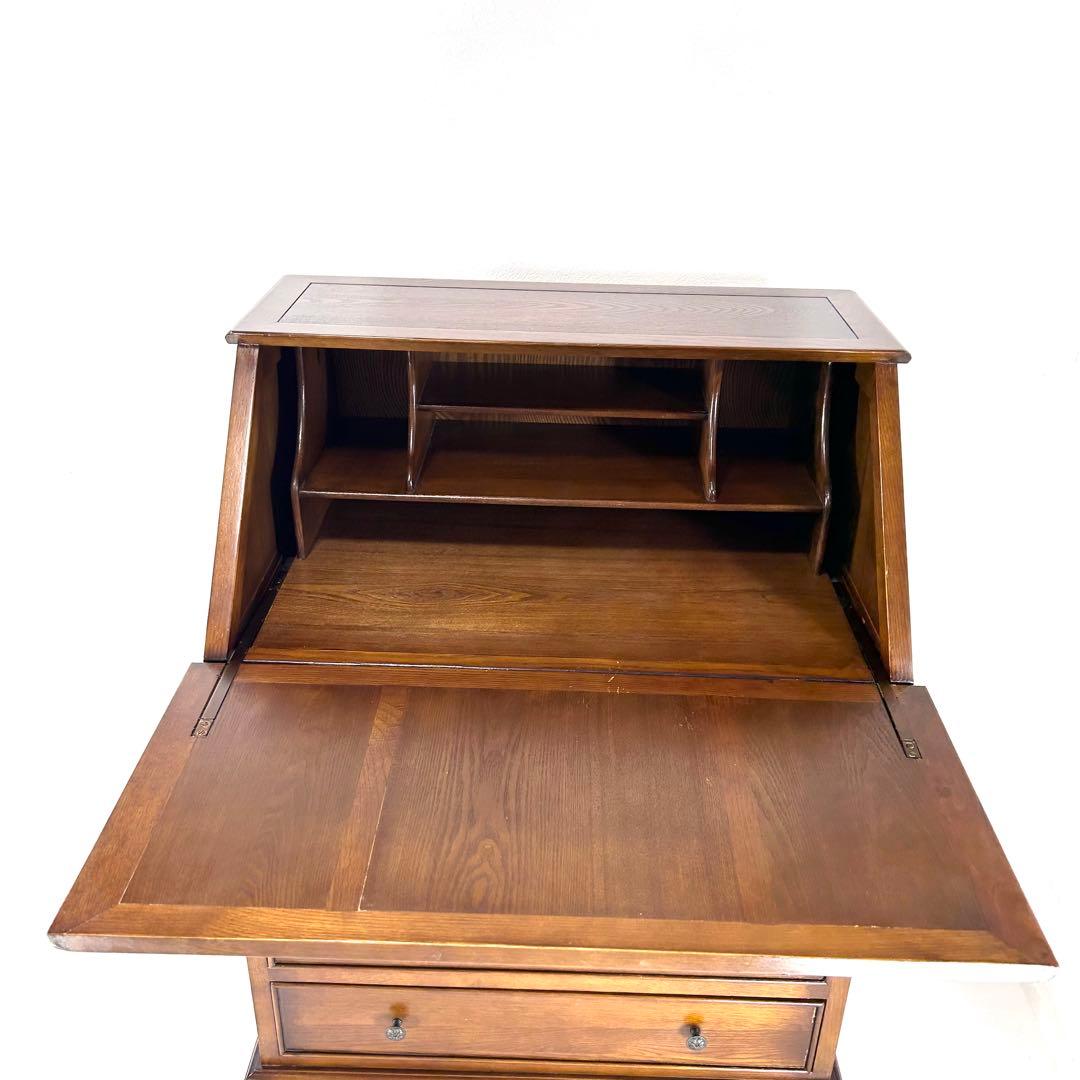 英国クラシック 木製 ライティングビューロ 4段引き出し サイドボード イギリス