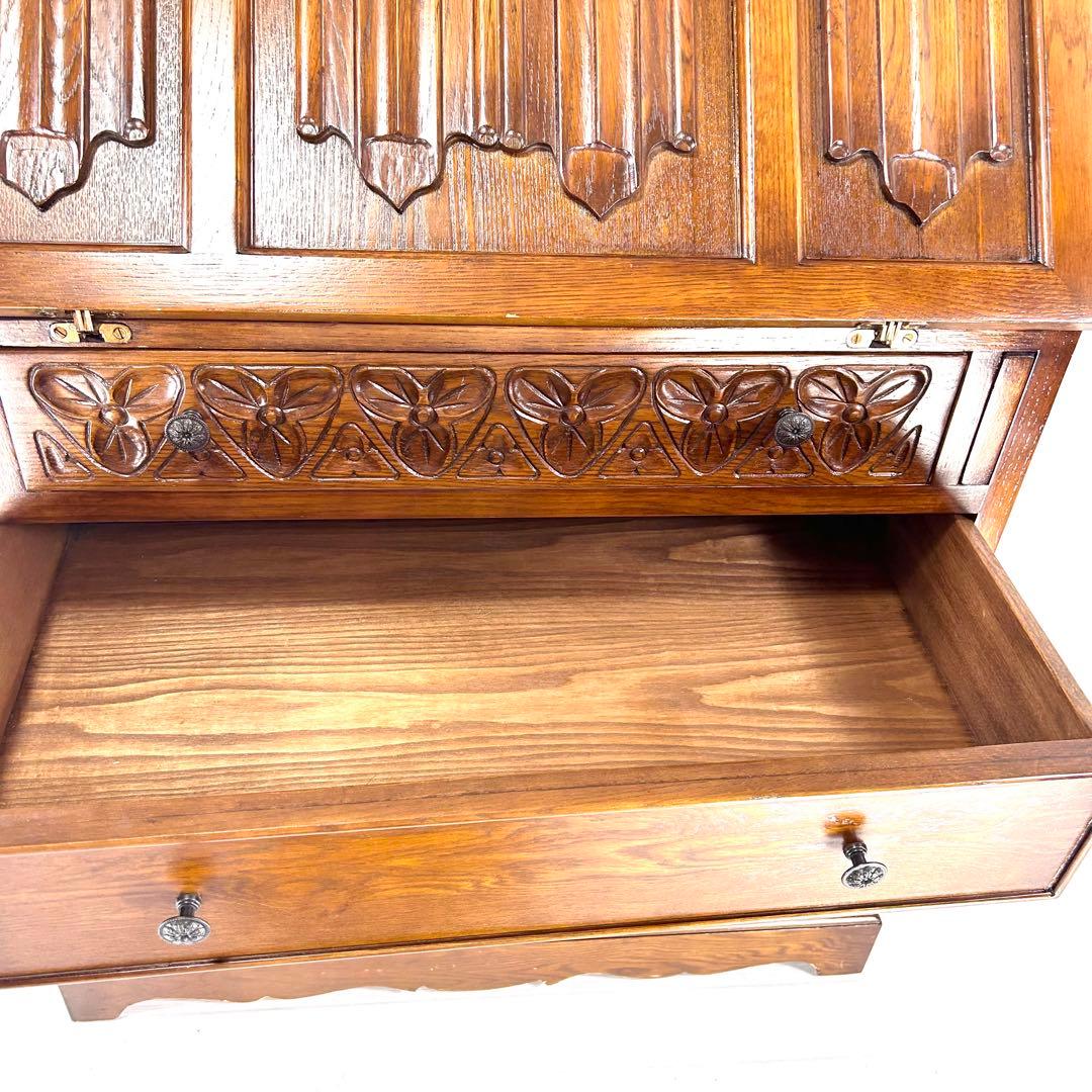 英国クラシック 木製 ライティングビューロ 4段引き出し サイドボード イギリス