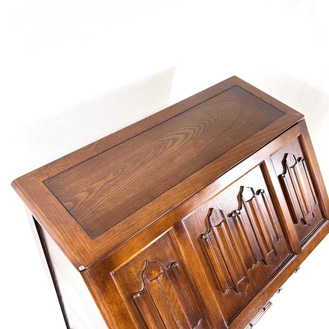 英国クラシック 木製 ライティングビューロ 4段引き出し サイドボード イギリス