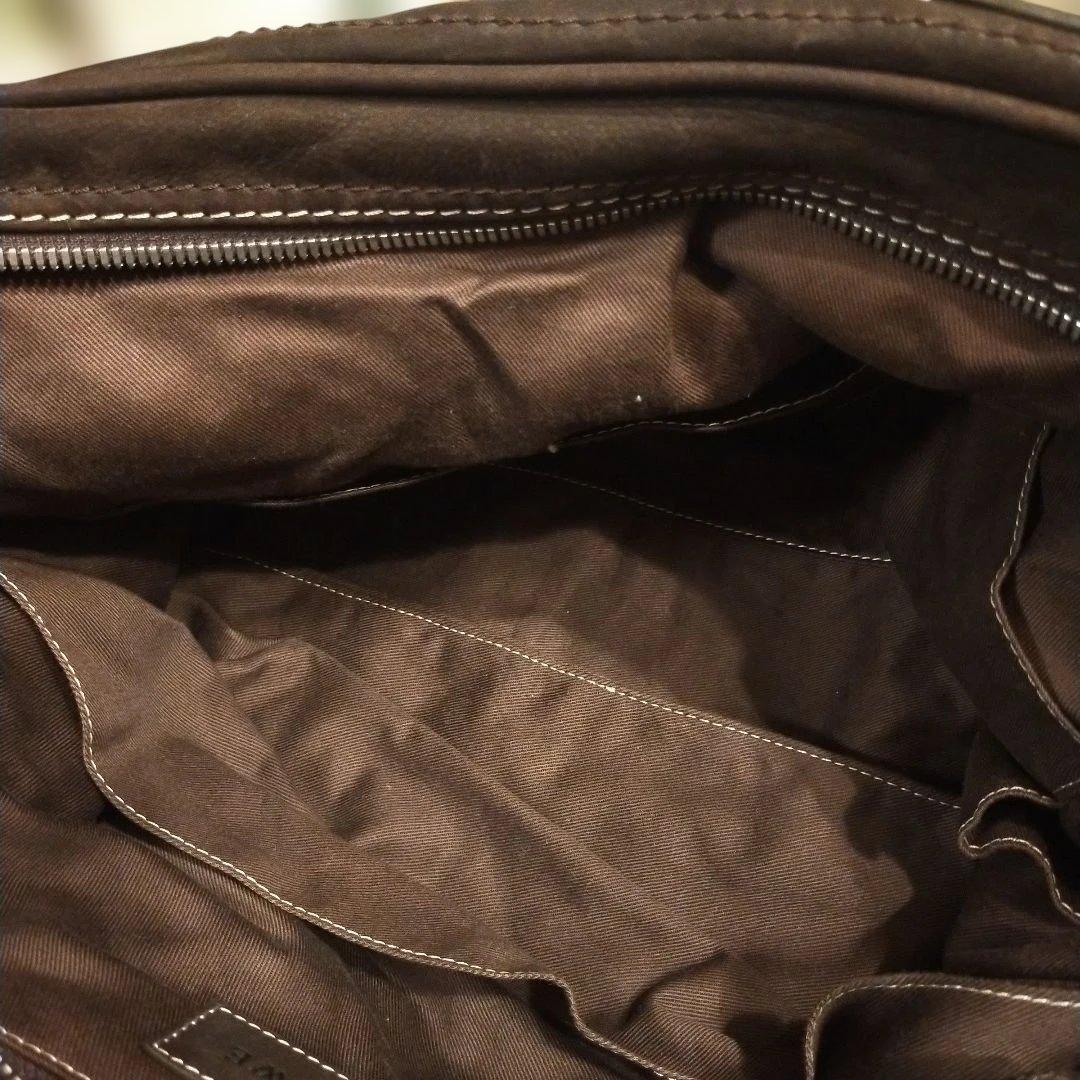 ロエベ　ダークブラウン レザー ボストンバッグ