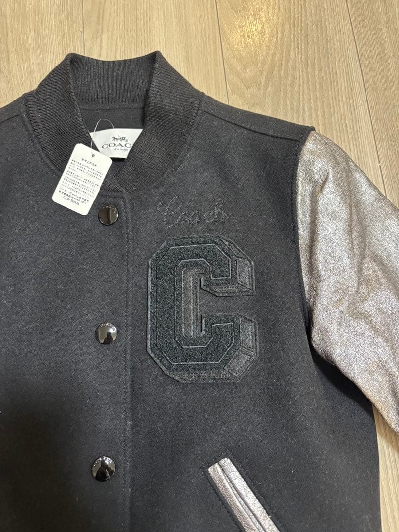 【Acky】COACH スタジャン ワッペン レザー ウール ブラック