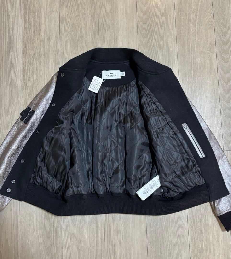 【Acky】COACH スタジャン ワッペン レザー ウール ブラック