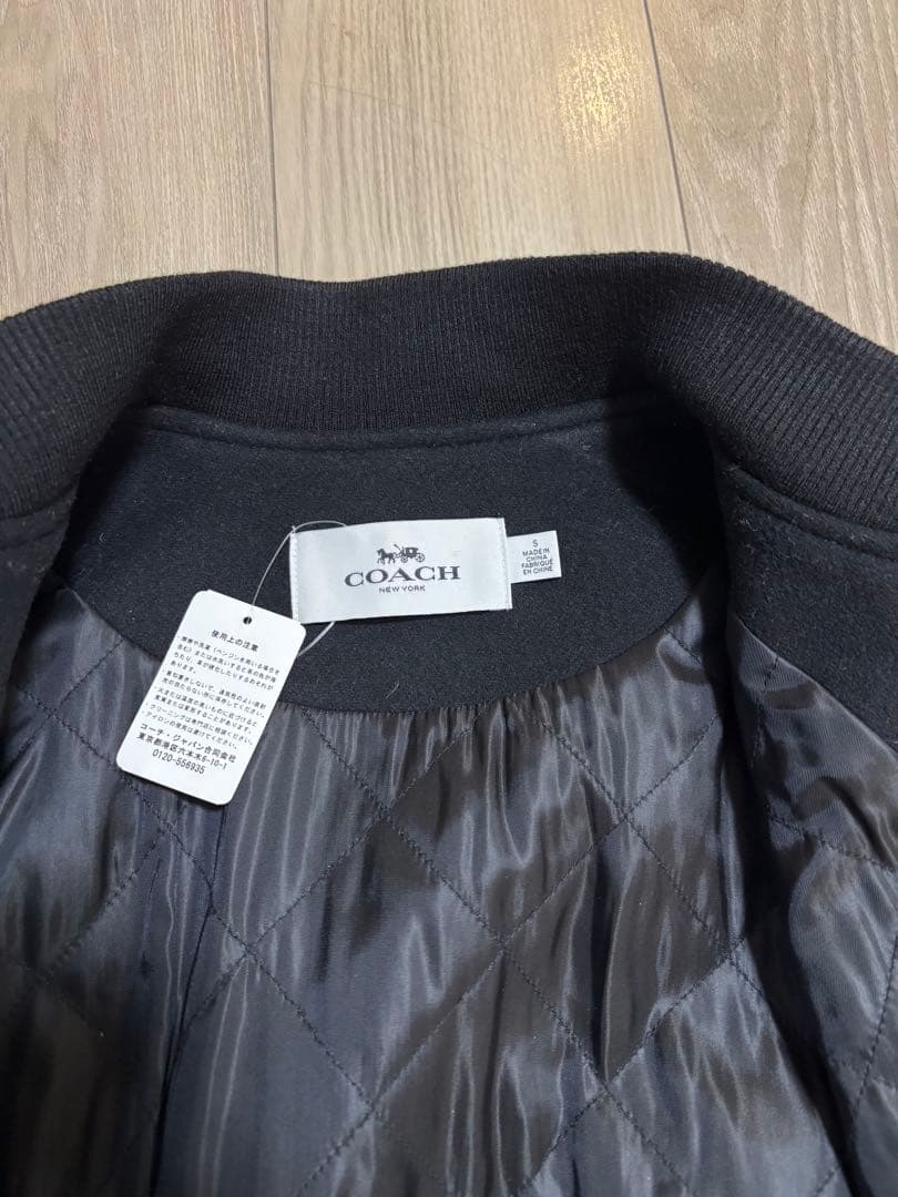 【Acky】COACH スタジャン ワッペン レザー ウール ブラック