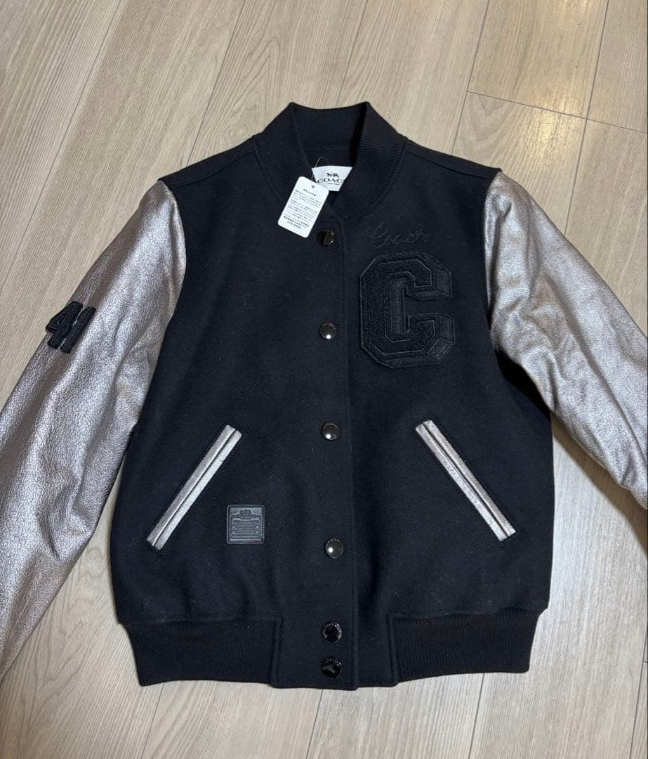 【Acky】COACH スタジャン ワッペン レザー ウール ブラック