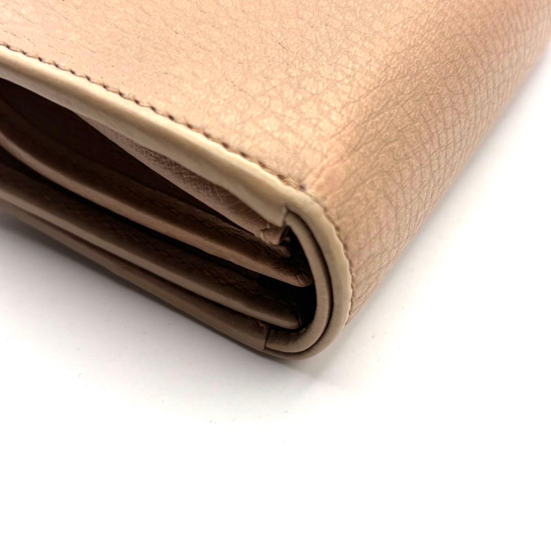 グッチ 折り財布 マーモント GG ロゴ 金具 ファスナー レザー ベージュ