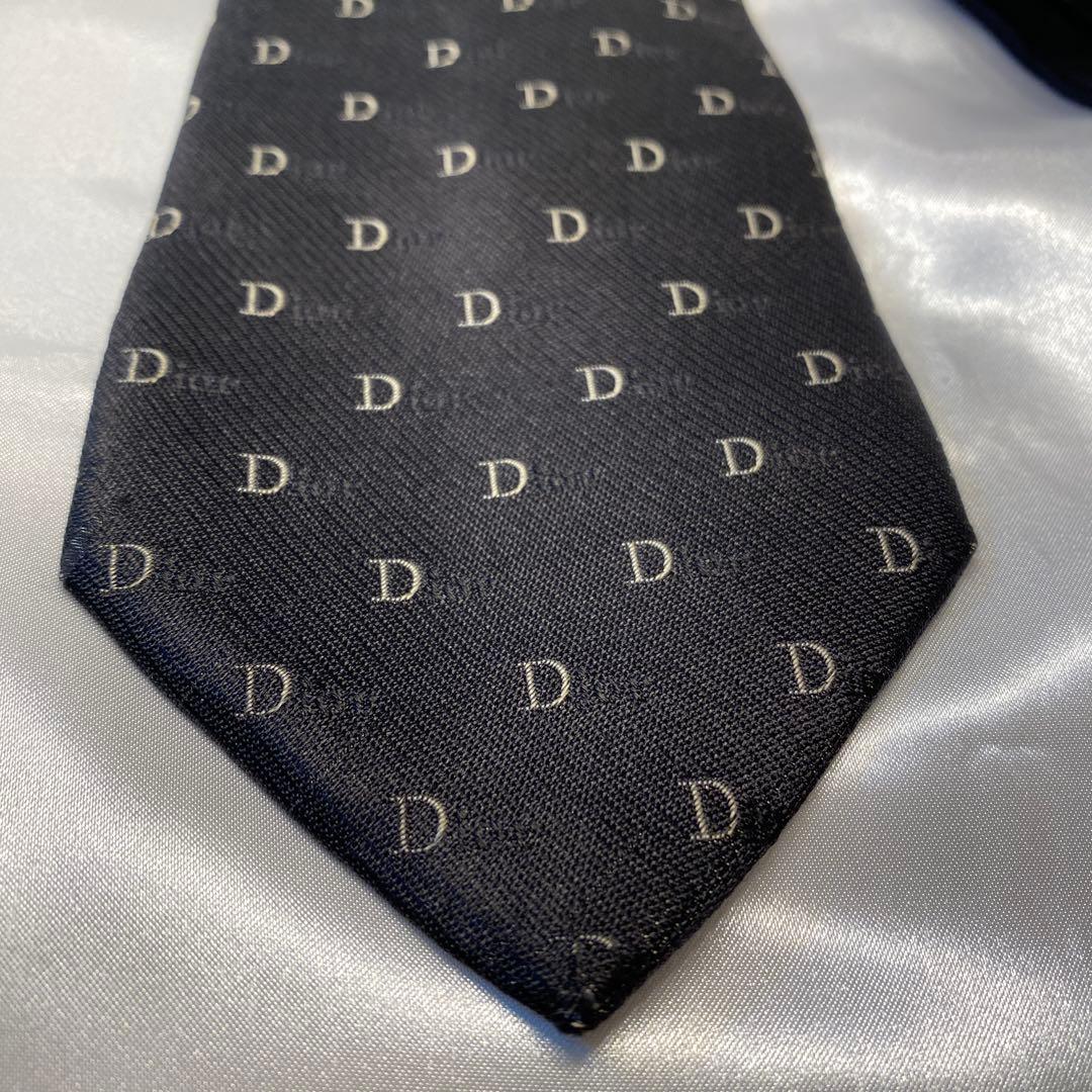 Christian Dior ディオール　ブラックDiorロゴパターン ネクタイ