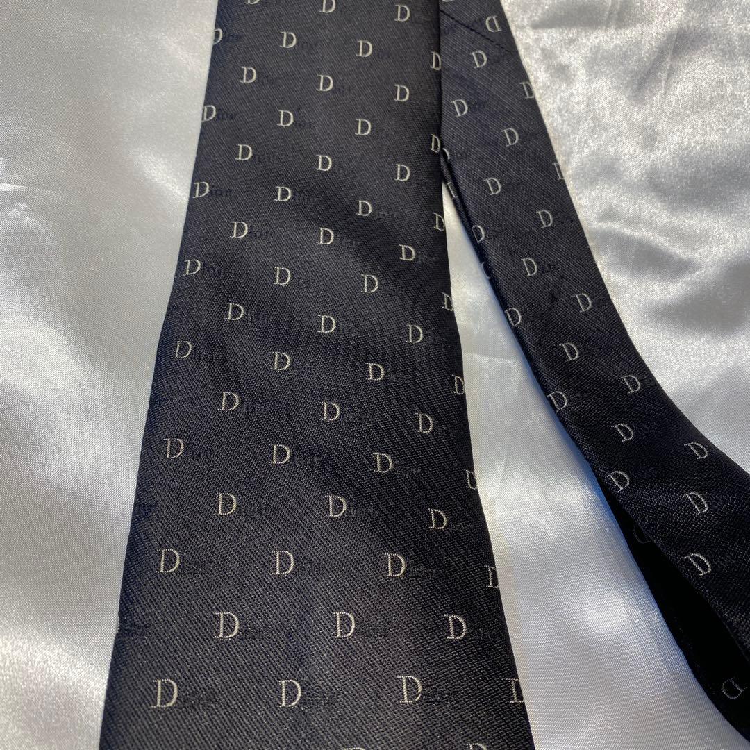 Christian Dior ディオール　ブラックDiorロゴパターン ネクタイ