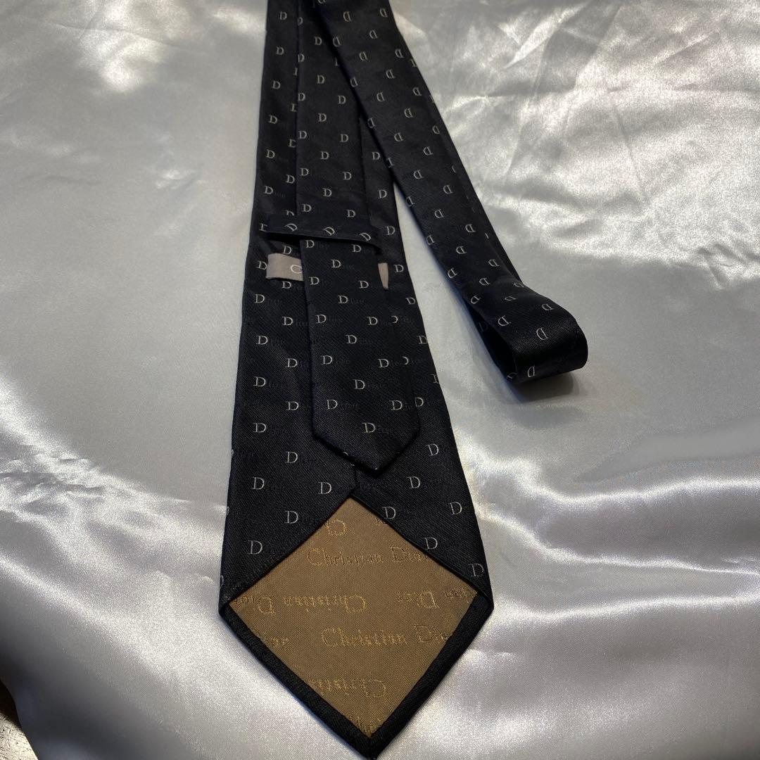 Christian Dior ディオール　ブラックDiorロゴパターン ネクタイ