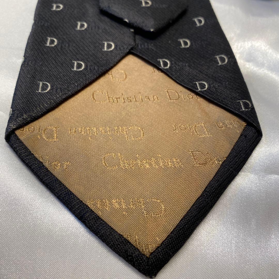 Christian Dior ディオール　ブラックDiorロゴパターン ネクタイ