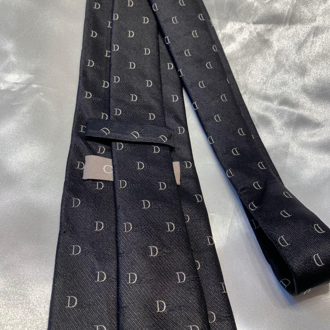 Christian Dior ディオール　ブラックDiorロゴパターン ネクタイ