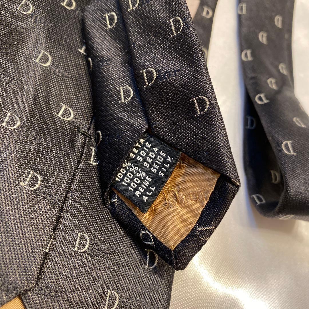 Christian Dior ディオール　ブラックDiorロゴパターン ネクタイ