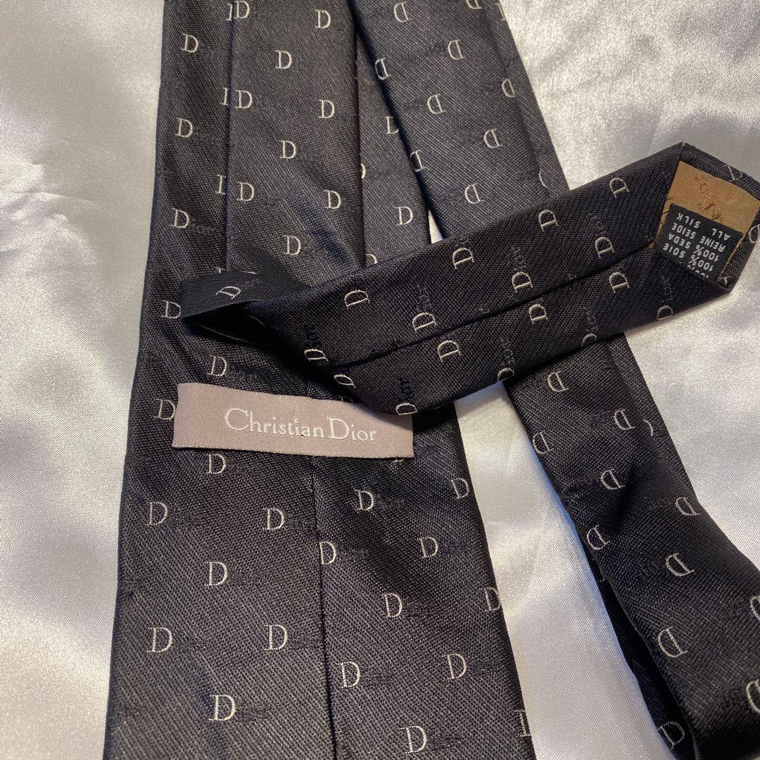 Christian Dior ディオール　ブラックDiorロゴパターン ネクタイ