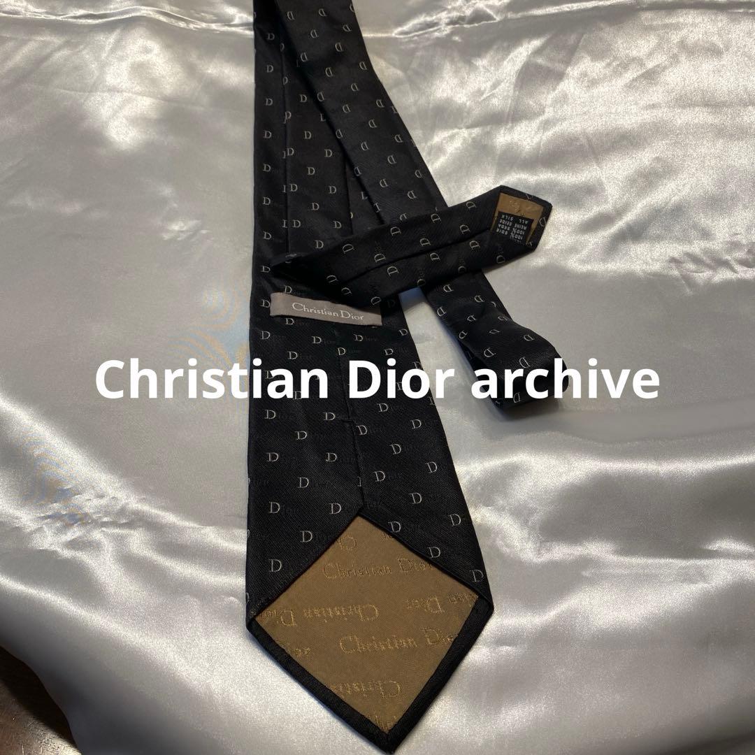 Christian Dior ディオール　ブラックDiorロゴパターン ネクタイ