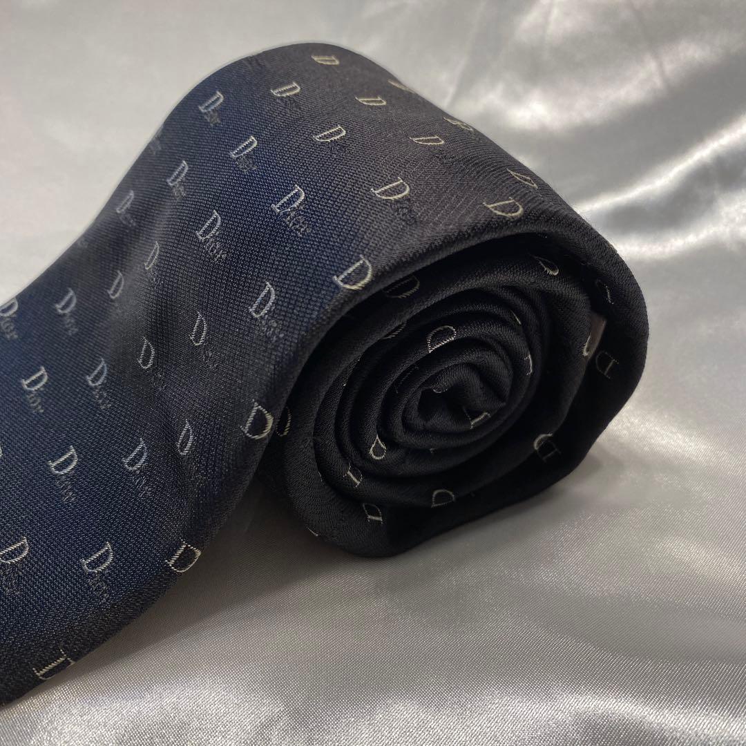 Christian Dior ディオール　ブラックDiorロゴパターン ネクタイ