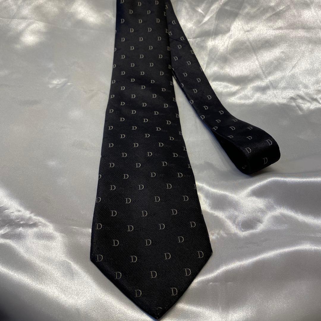Christian Dior ディオール　ブラックDiorロゴパターン ネクタイ