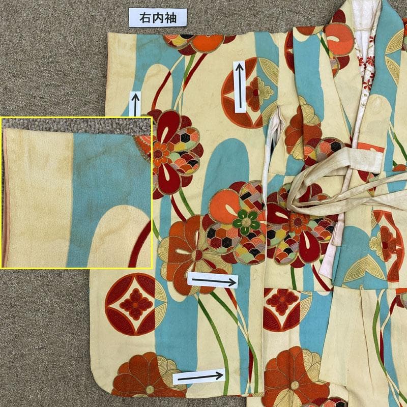 503ag80◎七五三 三歳 女の子 アンティーク着物&被布&長襦袢◎