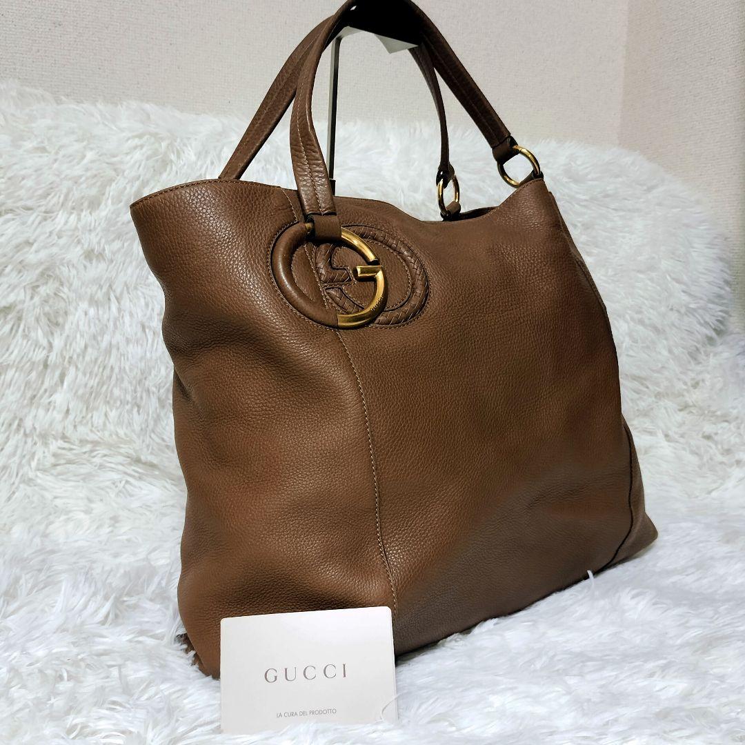 GUCCI ソーホー ハンド トートバッグ 大容量 ブラウン GG