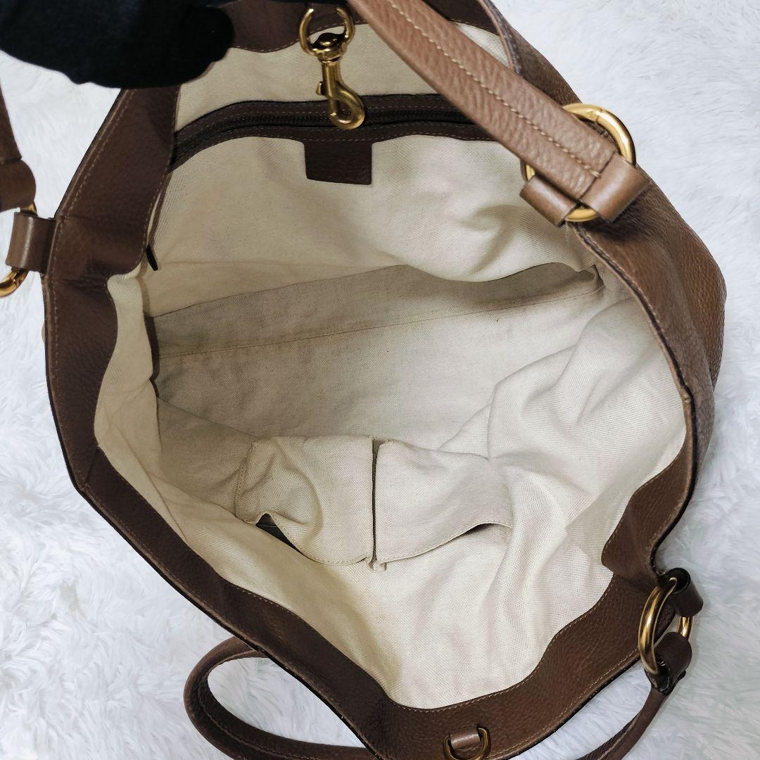 GUCCI ソーホー ハンド トートバッグ 大容量 ブラウン GG