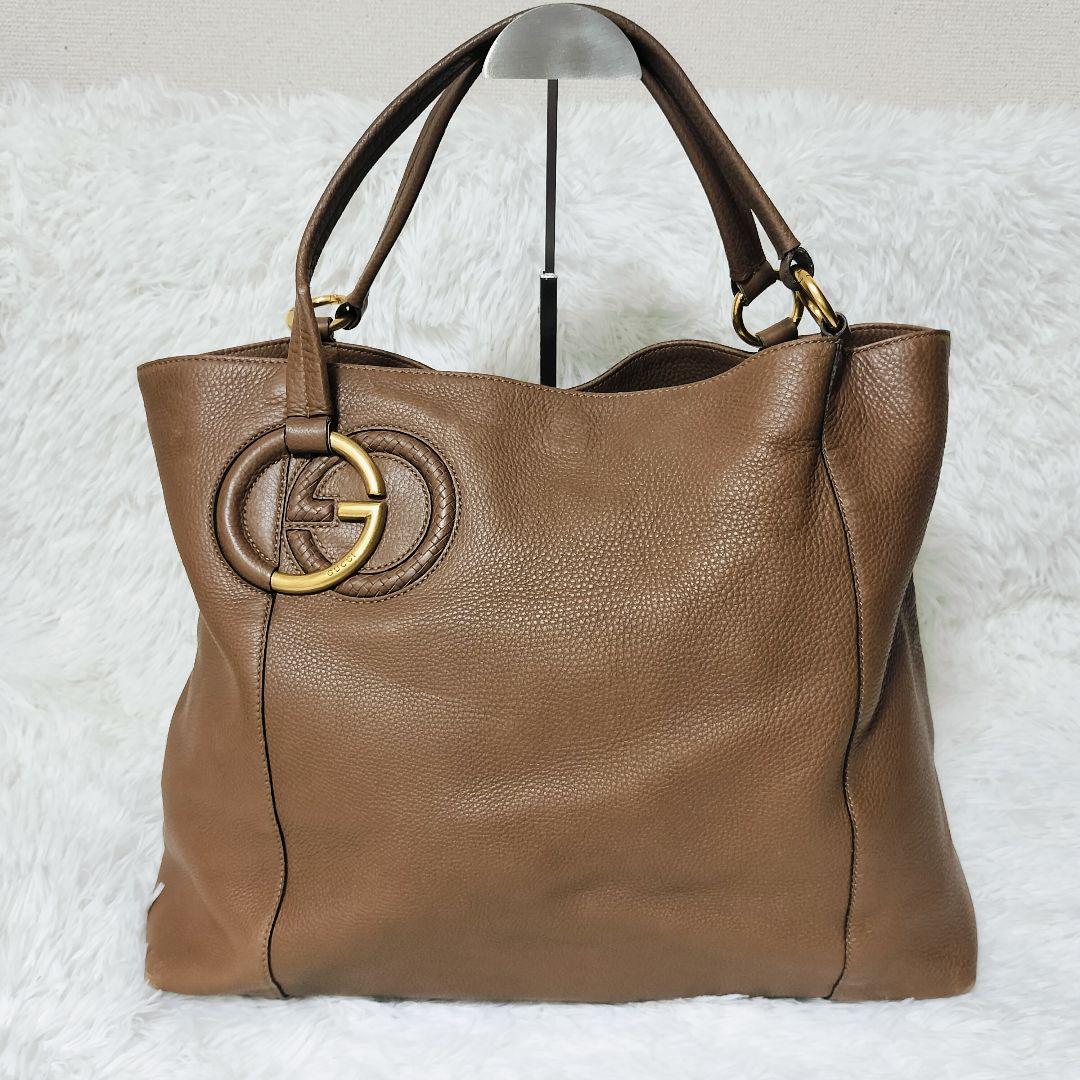 GUCCI ソーホー ハンド トートバッグ 大容量 ブラウン GG