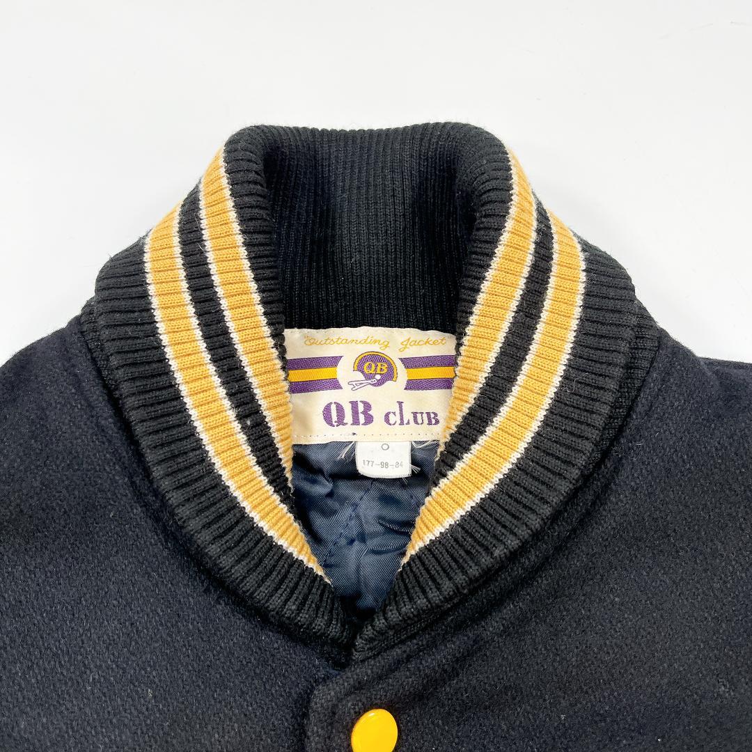 QB club カンザス大学 スタジャン ウール 本革 サイズO XL 黒