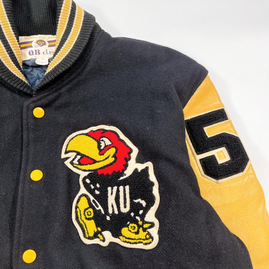 QB club カンザス大学 スタジャン ウール 本革 サイズO XL 黒