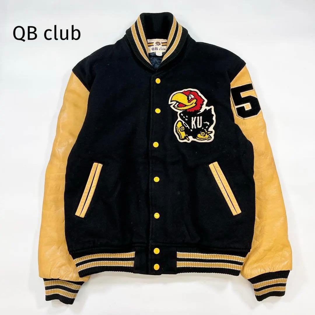 QB club カンザス大学 スタジャン ウール 本革 サイズO XL 黒