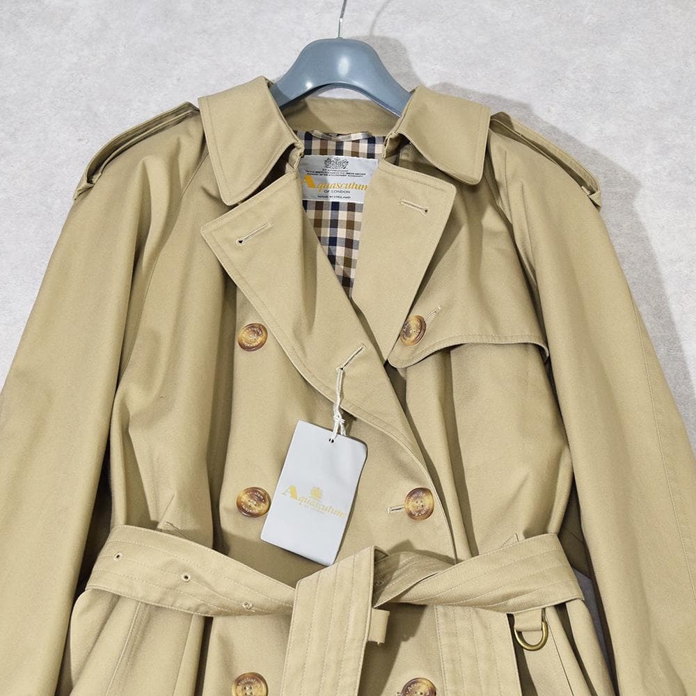 タグ付き 90s 英国製 アクアスキュータム ヴィンテージ トレンチコート 12