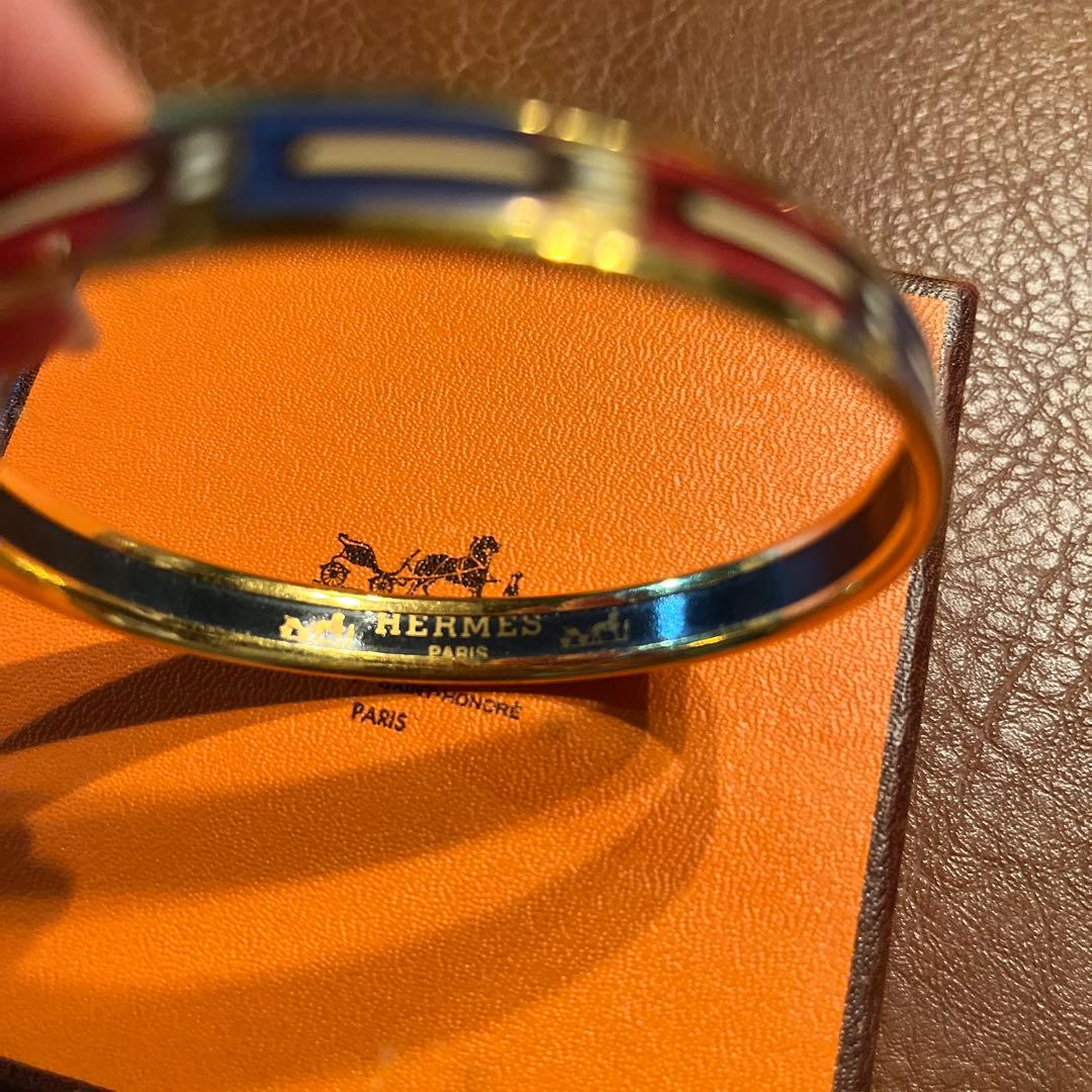 HERMES エマイユエナメルバングル 赤・青・金