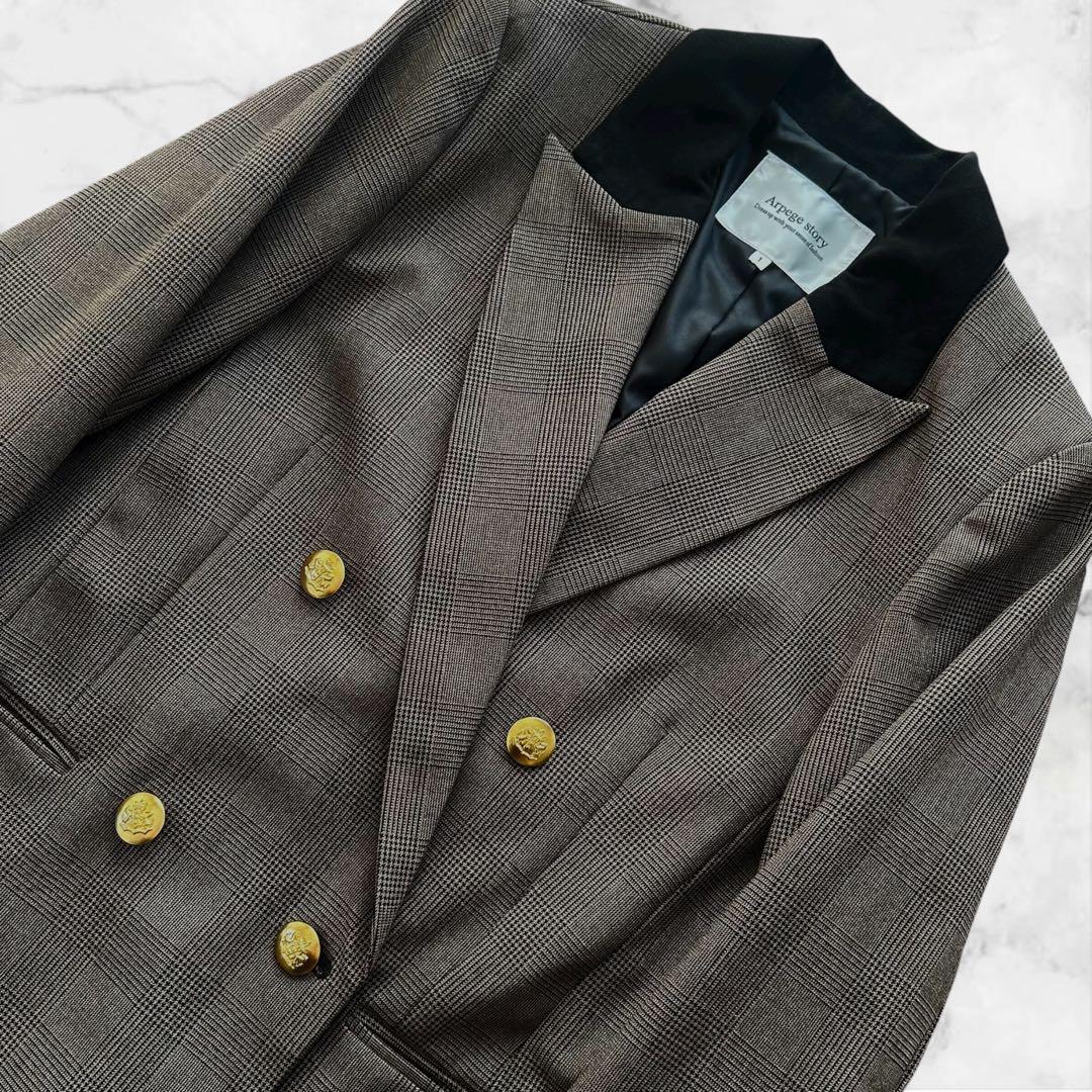 【美品】Arpege story 《店舗限定》W釦テーラードジャケット S 茶