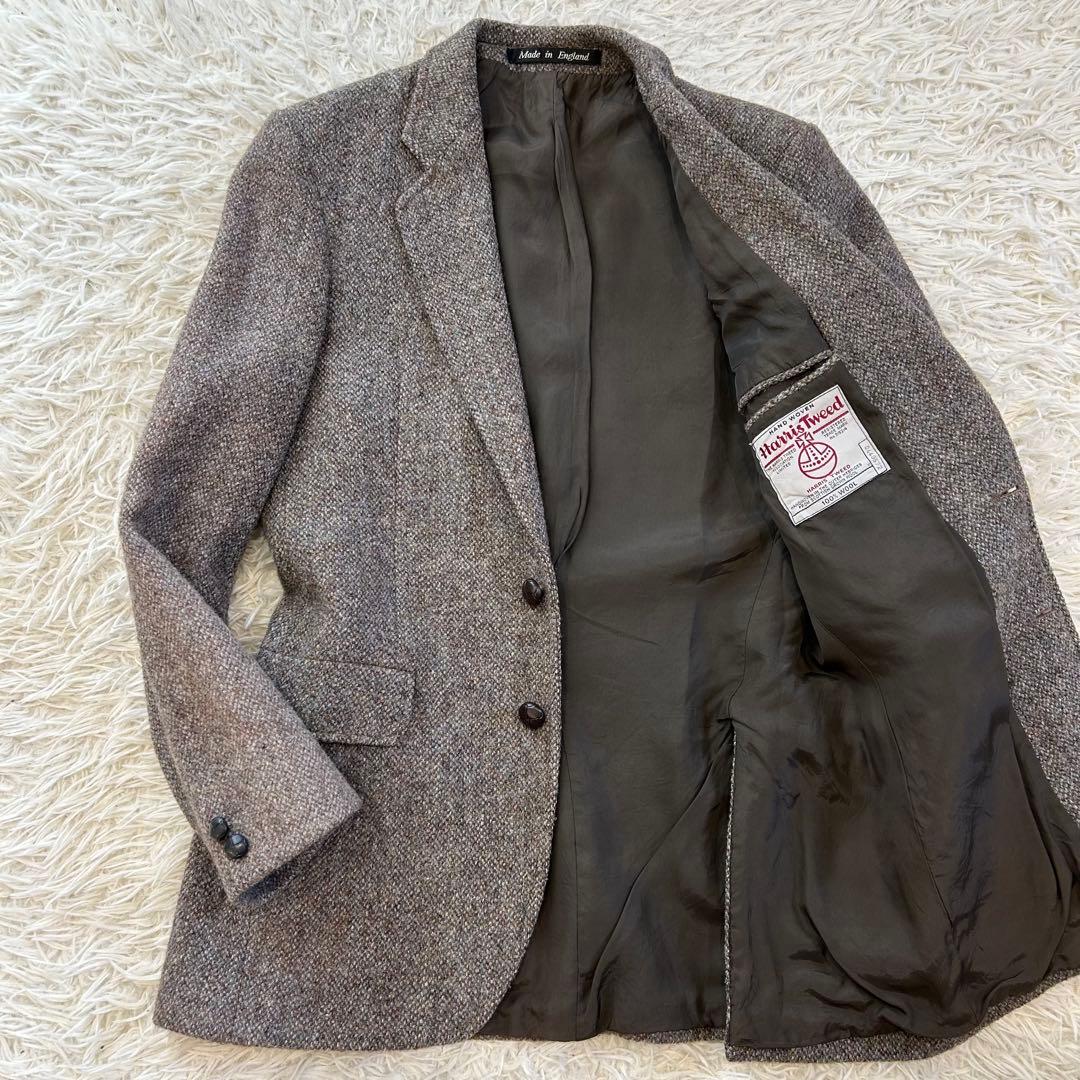 ハリスツイード　テーラードジャケット　胡桃ボタン　ツイード　イングランド製