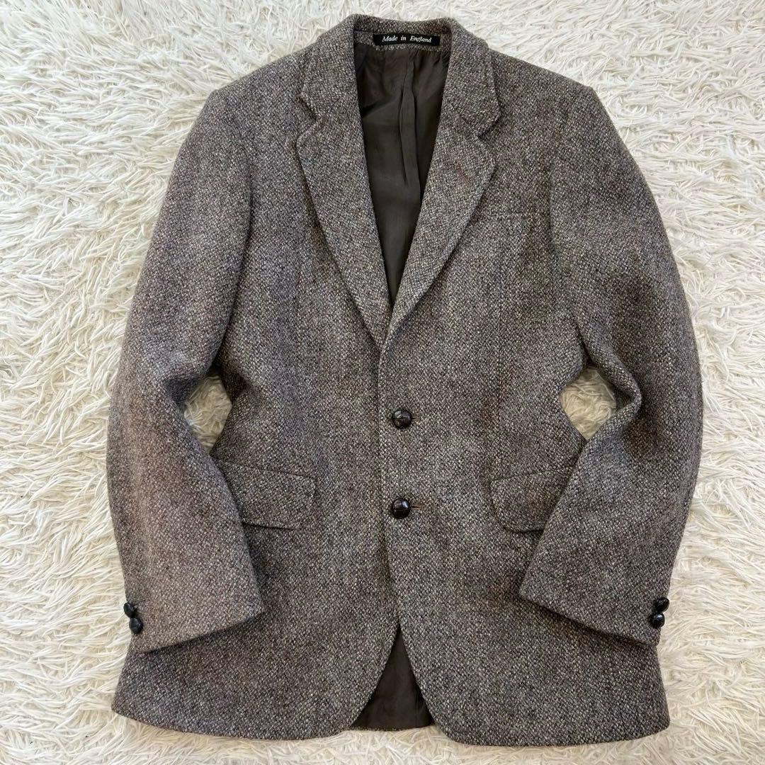 ハリスツイード　テーラードジャケット　胡桃ボタン　ツイード　イングランド製