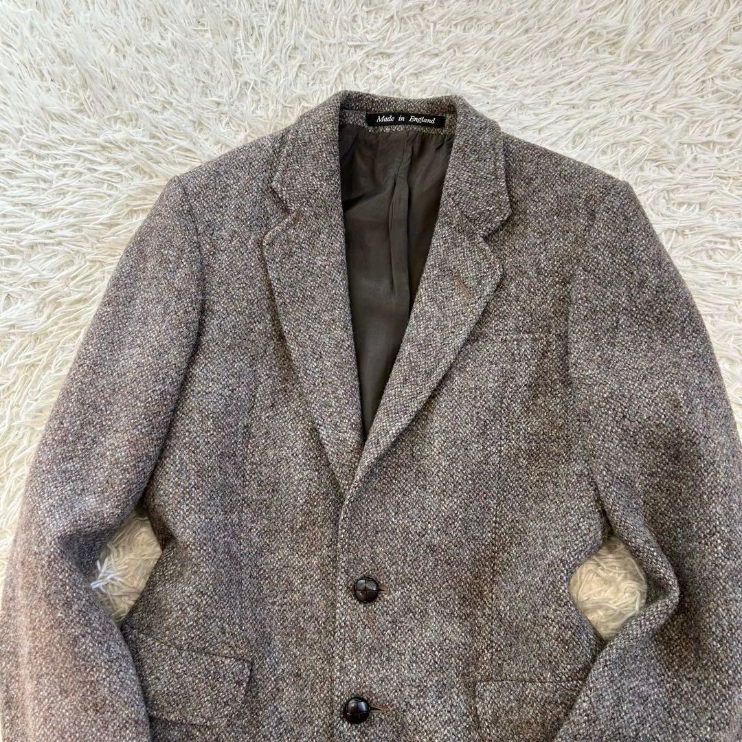 ハリスツイード　テーラードジャケット　胡桃ボタン　ツイード　イングランド製