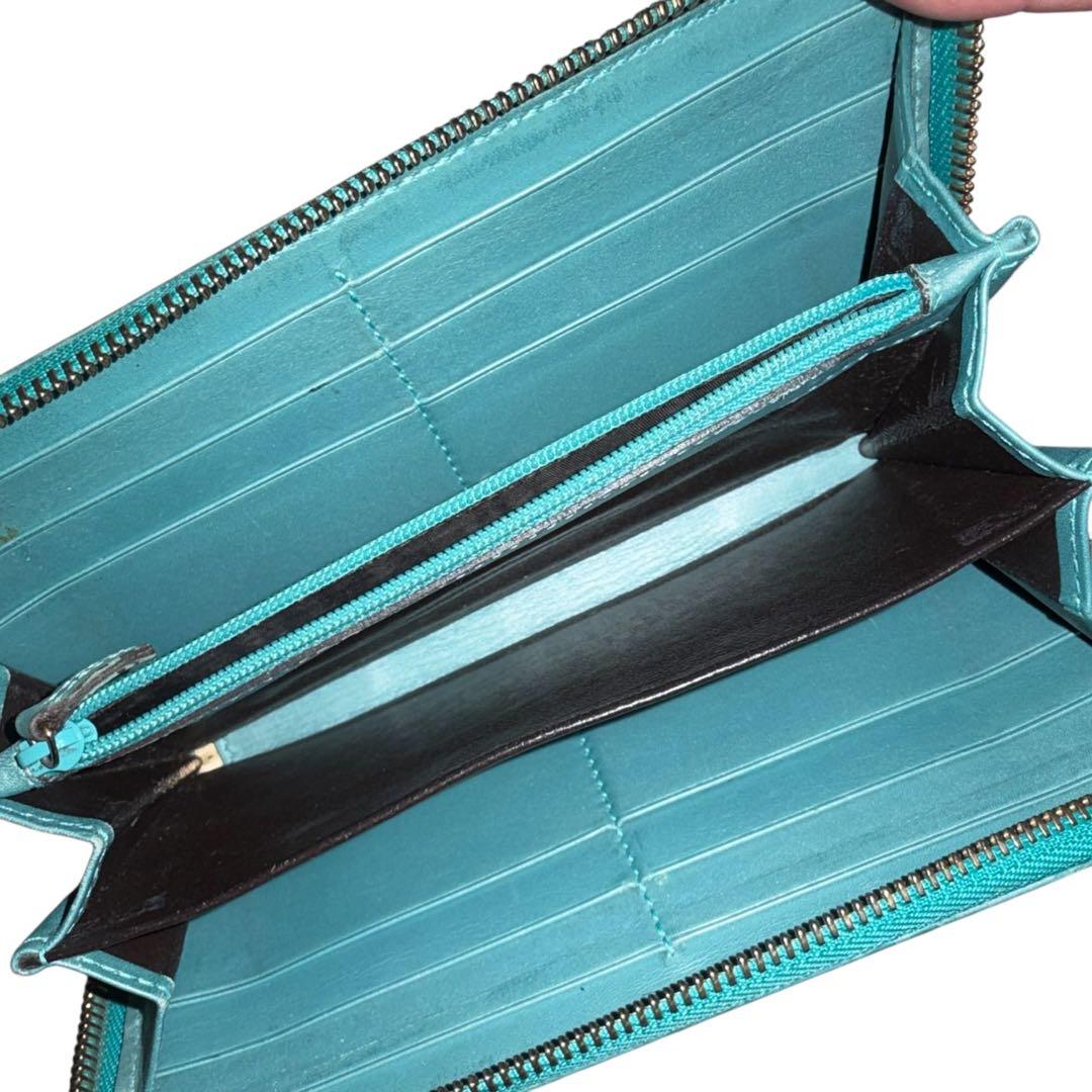 GUCCI グッチシマ GG型押し ターコイズ ラウンドファスナー 長財布 箱付