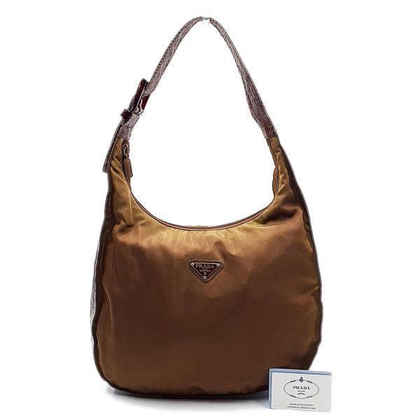 プラダ PRADA ショルダーバッグ 三角プレート テスートナイロン パイソン