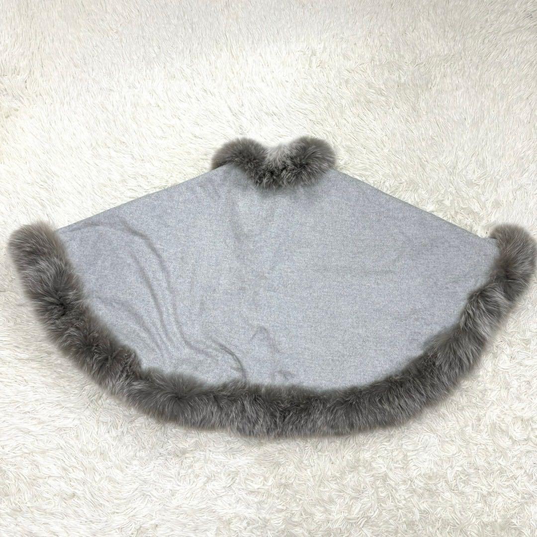 【極美品】グレースクラス ケープコート ポンチョ カシミヤ100% フォックス