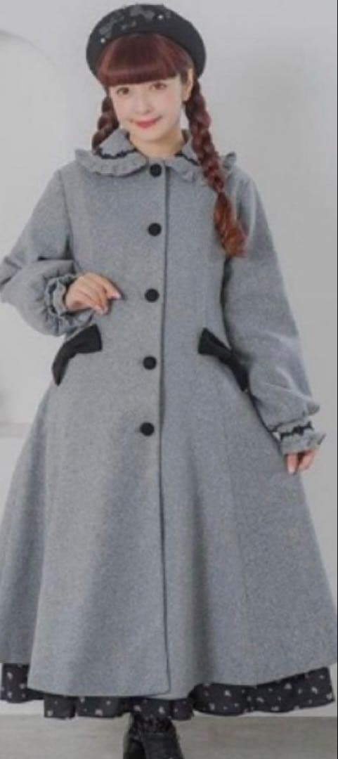 青木美沙子　しまみさ　ロングコート　グレー　4L