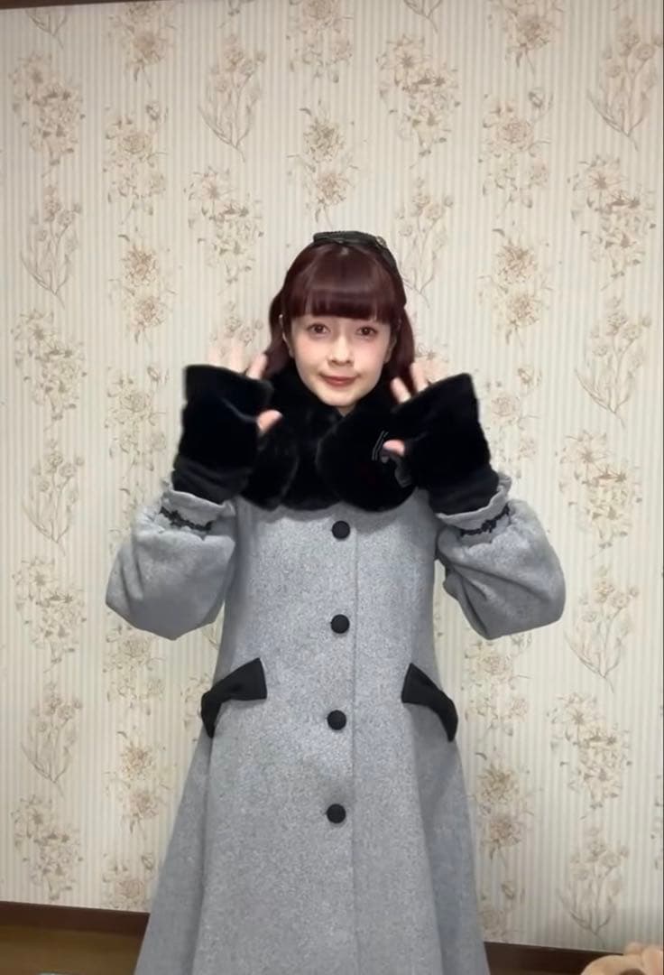 青木美沙子　しまみさ　ロングコート　グレー　4L