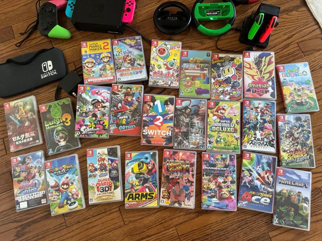 Ｙ*様 任天堂Switch ＋ソフト24本＋ハンドル＋コントローラ等　セット！