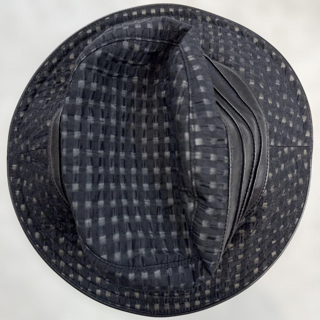 エルメスHERMES レザー切り替えハット　57cm 国内正規品　極美品