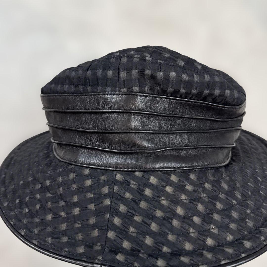 エルメスHERMES レザー切り替えハット　57cm 国内正規品　極美品