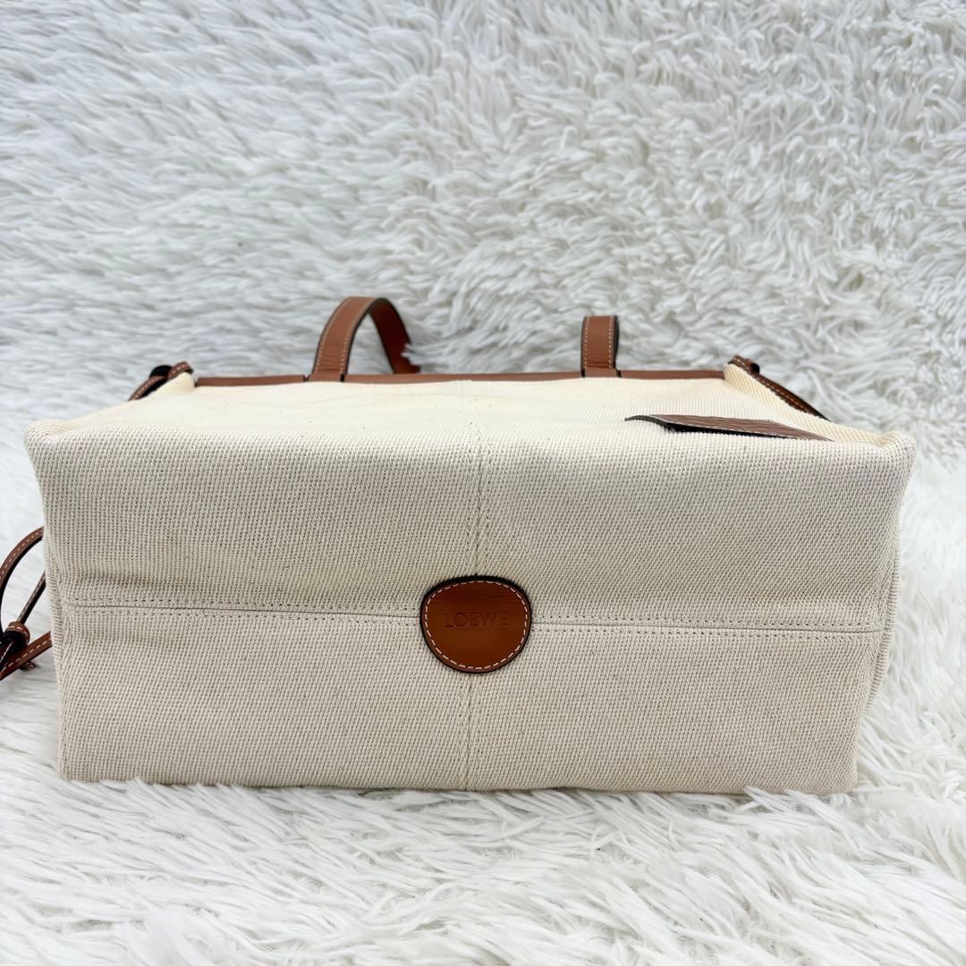 LOEWE ロエベ クッショントート スモール キャンバス トートバッグ レザー