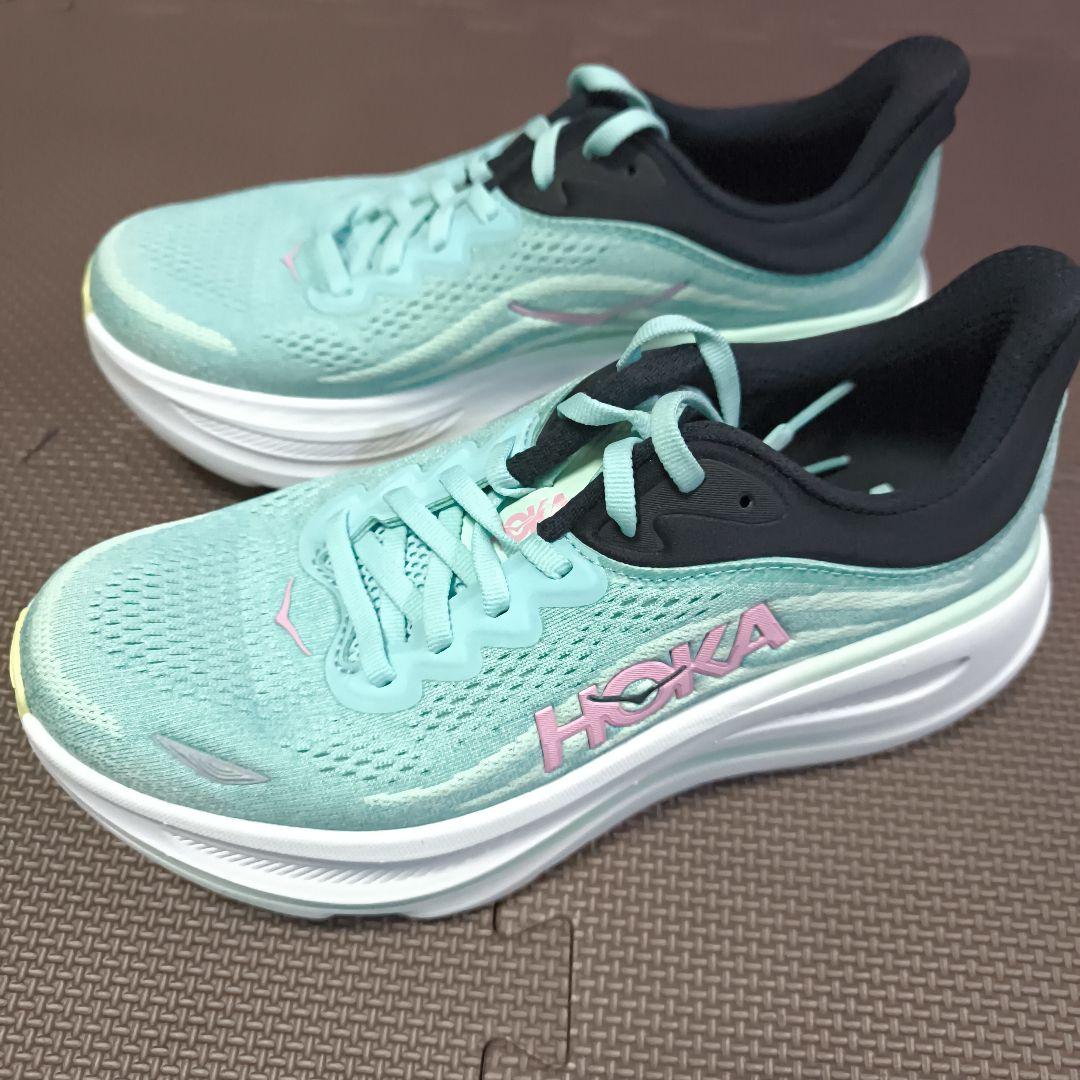 HOKA BONDI 9 24cm ミントグリーン 厚底 美品