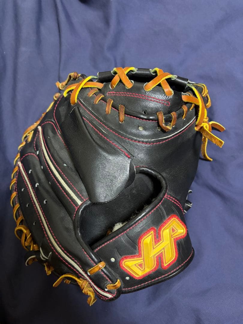 ハタケヤマ 硬式野球グローブ 黒/赤/オレンジ