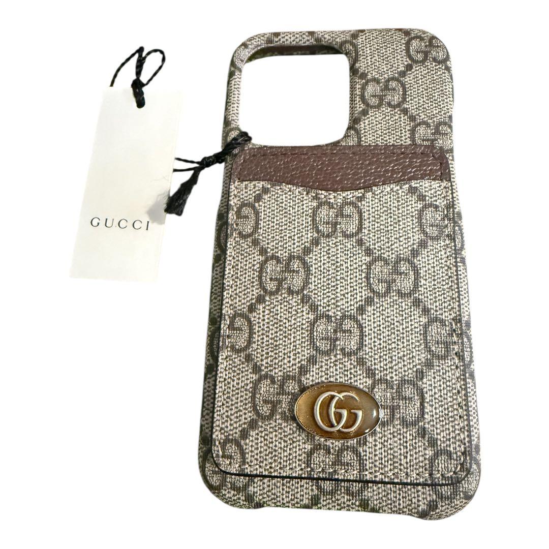 GUCCI iPhone13pro ケース グレー GGパターン グッチ　新品