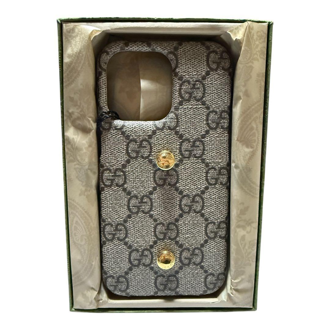GUCCI iPhone13pro ケース グレー GGパターン グッチ　新品