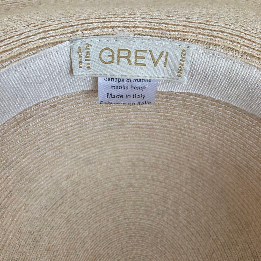 グレヴィGREVI 麦わら帽子　麻　イタリア製
